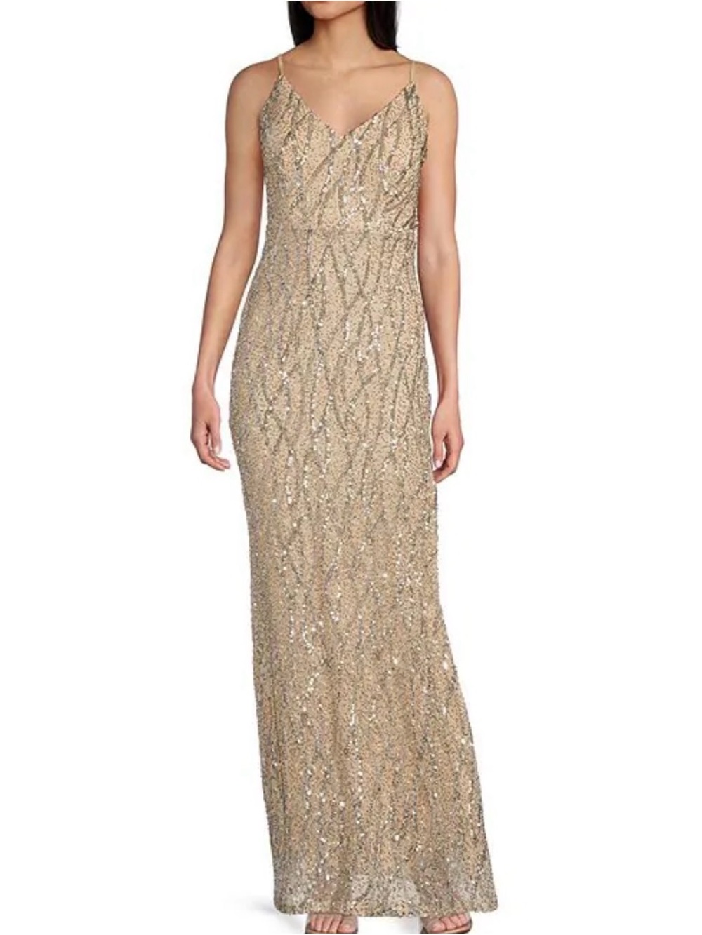 Jump Gold Sequin Maxi Dress with Spaghetti Straps